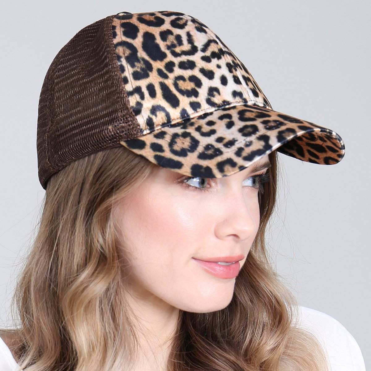 Leopard Skin Printed Net Cap Hat